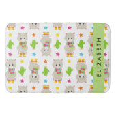 Muster von Llamas, Alpacas, Kaktus, Ihr Name Badematte (Vorderseite)