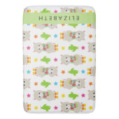 Muster von Llamas, Alpacas, Kaktus, Ihr Name Badematte (Vorderseite Vertikal)