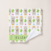 Muster von Llamas, Alpacas, Kaktus, Ihr Name Badhandtuch Set (Waschlappen)
