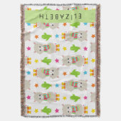 Muster von Llamas, Alpacas, Kaktus, Ihr Name Decke (Vorderseite Vertikal)
