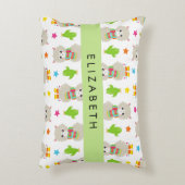 Muster von Llamas, Alpacas, Kaktus, Ihr Name Dekokissen (Vorderseite(Vertikal))