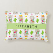 Muster von Llamas, Alpacas, Kaktus, Ihr Name Dekokissen (Rückseite)