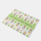 Muster von Llamas, Alpacas, Kaktus, Ihr Name Fußmatte (Schrägansicht)