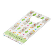 Muster von Llamas, Alpacas, Kaktus, Ihr Name Geldbeutel Flaschenöffner (Vorderseite Schrägansicht)