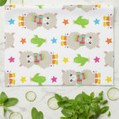 Muster von Llamas, Alpacas, Kaktus, Ihr Name Geschirrtuch (Gefaltet)