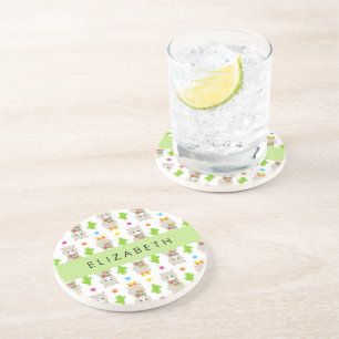 Muster von Llamas, Alpacas, Kaktus, Ihr Name Getränkeuntersetzer