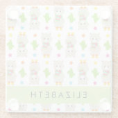 Muster von Llamas, Alpacas, Kaktus, Ihr Name Glasuntersetzer (Rückseite)