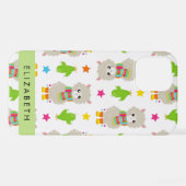 Muster von Llamas, Alpacas, Kaktus, Ihr Name iPhone Hülle (Rückseite (Horizontal))