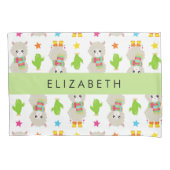 Muster von Llamas, Alpacas, Kaktus, Ihr Name Kissenbezug (Vorderseite)