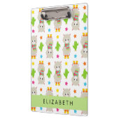 Muster von Llamas, Alpacas, Kaktus, Ihr Name Klemmbrett (Links)
