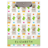 Muster von Llamas, Alpacas, Kaktus, Ihr Name Klemmbrett (Vorderseite)