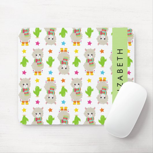 Muster von Llamas, Alpacas, Kaktus, Ihr Name Mousepad (Mit Mouse)