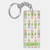 Muster von Llamas, Alpacas, Kaktus, Ihr Name Schlüsselanhänger (Vorderseite links)