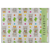 Muster von Llamas, Alpacas, Kaktus, Ihr Name Schneidebrett (Vorderseite)