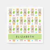 Muster von Llamas, Alpacas, Kaktus, Ihr Name Serviette (Vorderseite)
