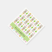 Muster von Llamas, Alpacas, Kaktus, Ihr Name Serviette (Ecke)