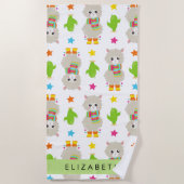 Muster von Llamas, Alpacas, Kaktus, Ihr Name Strandtuch (Vorderseite)