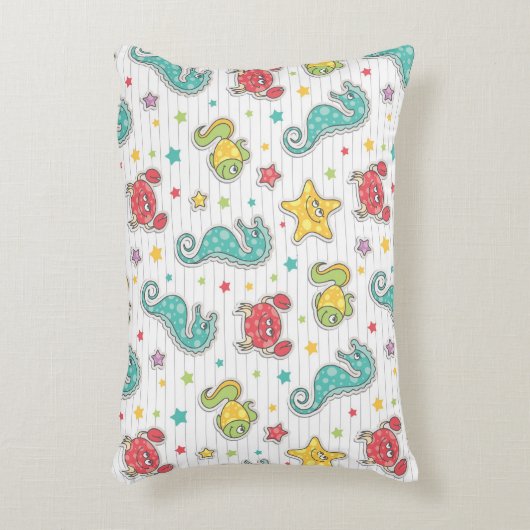 Muster von Meerestieren Zierkissen (Vorderseite(Vertikal))