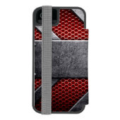 Muster von Metallplatten Incipio iPhone Geldbeutel-Hülle (Folio Rückseite)