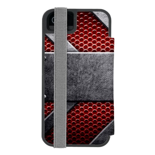 Muster von Metallplatten Incipio iPhone Geldbeutel-Hülle (Folio Rückseite)