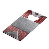 Muster von Metallplatten Kreditkartenflaschenöffner (Rückseite Schrägansicht)