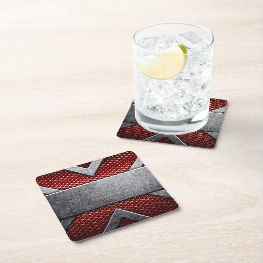 Muster von Metallplatten Rechteckiger Pappuntersetzer (Vor Ort)