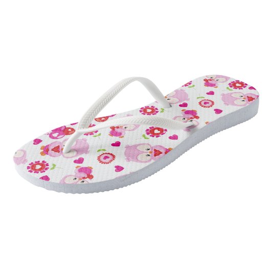 Muster von Ölen, Niedlichen Ölen, rosa Ölen, Herz Badesandalen (Schrägansicht)