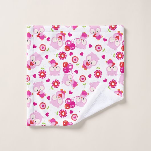 Muster von Ölen, Niedlichen Ölen, rosa Ölen, Herz Badhandtuch Set (Waschlappen)