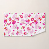 Muster von Ölen, Niedlichen Ölen, rosa Ölen, Herz Badhandtuch Set (Handtuch)