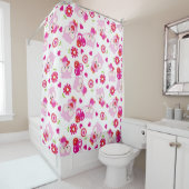 Muster von Ölen, Niedlichen Ölen, rosa Ölen, Herz Duschvorhang (Beispiel)