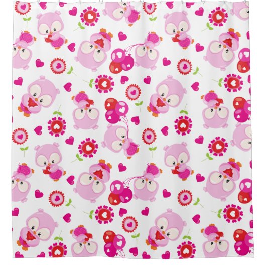 Muster von Ölen, Niedlichen Ölen, rosa Ölen, Herz Duschvorhang (Vorderseite)
