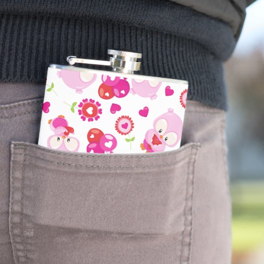 Muster von Ölen, Niedlichen Ölen, rosa Ölen, Herz Flachmann (Beispiel)