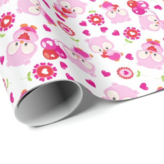 Muster von Ölen, Niedlichen Ölen, rosa Ölen, Herz Geschenkpapier (Rolleneckpunkt)