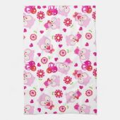 Muster von Ölen, Niedlichen Ölen, rosa Ölen, Herz Geschirrtuch (Vertikal)