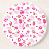 Muster von Ölen, Niedlichen Ölen, rosa Ölen, Herz Getränkeuntersetzer (Vorne)