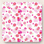 Muster von Ölen, Niedlichen Ölen, rosa Ölen, Herz Getränkeuntersetzer (Vorderseite)