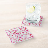 Muster von Ölen, Niedlichen Ölen, rosa Ölen, Herz Glasuntersetzer (Schrägansicht)