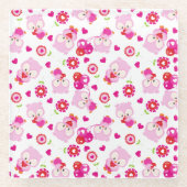 Muster von Ölen, Niedlichen Ölen, rosa Ölen, Herz Glasuntersetzer (Vorderseite)