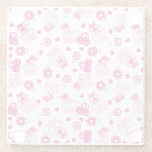 Muster von Ölen, Niedlichen Ölen, rosa Ölen, Herz Glasuntersetzer (Rückseite)