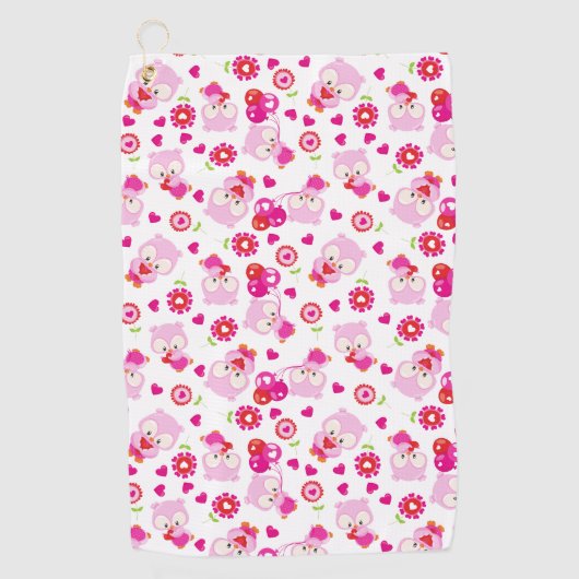 Muster von Ölen, Niedlichen Ölen, rosa Ölen, Herz Golfhandtuch (Vorderseite)