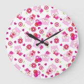 Muster von Ölen, Niedlichen Ölen, rosa Ölen, Herz Große Wanduhr (Vorderseite)