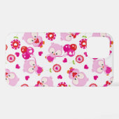 Muster von Ölen, Niedlichen Ölen, rosa Ölen, Herz iPhone Hülle (Rückseite (Horizontal))