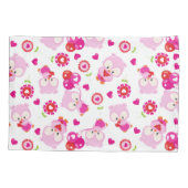 Muster von Ölen, Niedlichen Ölen, rosa Ölen, Herz Kissenbezug (Rückseite)