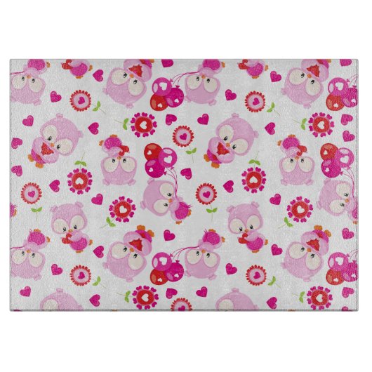 Muster von Ölen, Niedlichen Ölen, rosa Ölen, Herz Schneidebrett (Vorderseite)