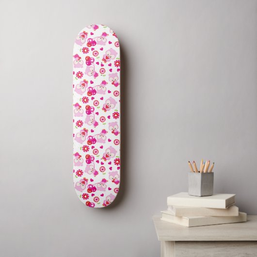 Muster von Ölen, Niedlichen Ölen, rosa Ölen, Herz Skateboard (Wandkunst)