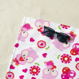 Muster von Ölen, Niedlichen Ölen, rosa Ölen, Herz Strandtuch
