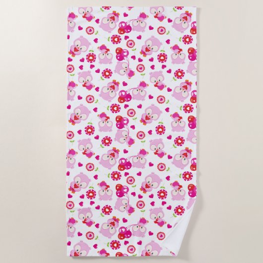 Muster von Ölen, Niedlichen Ölen, rosa Ölen, Herz Strandtuch (Vorderseite)