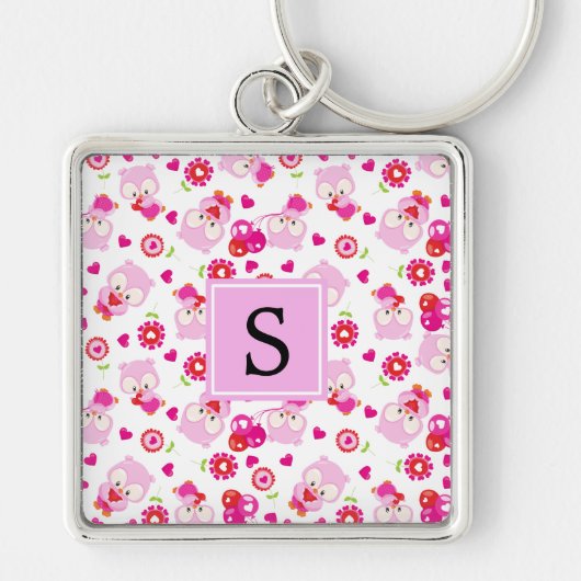 Muster von Ölen, Niedlichen Ölen, rosa Ölen, Monog Schlüsselanhänger (Vorne)