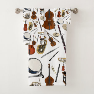 Muster von Orchestern Instruments Badhandtuch Set