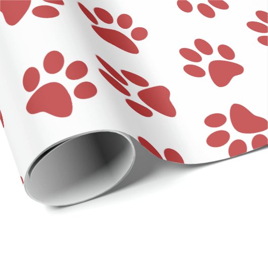 Muster von Paws, Hundebahnen, roten Pfoten Geschenkpapier (Rolleneckpunkt)